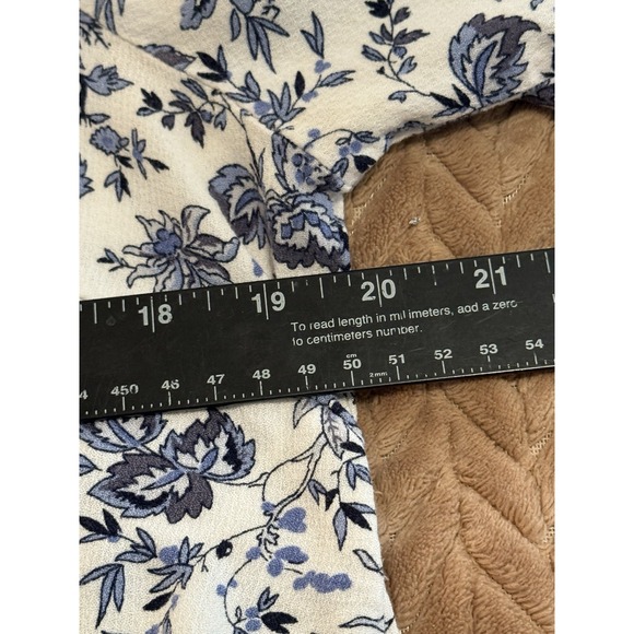 Cynthia Rowley Womens 1X Top Floral 3/4 Sleeve Blue White Fairycore Cottagecore - Picture 4 of 8